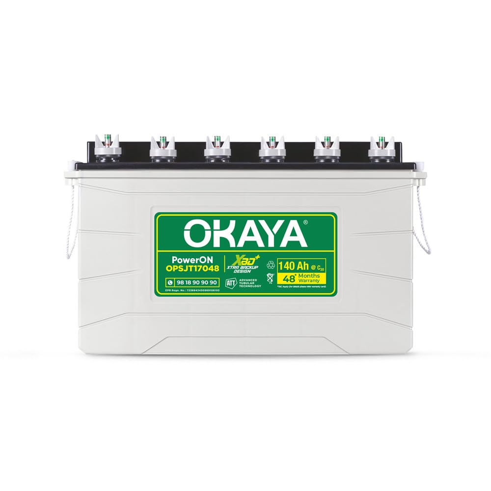 OKAYA PowerON OPSJT17048 140Ah Super Jumbo Tubular Advanced Battery for Home, Office & Shops