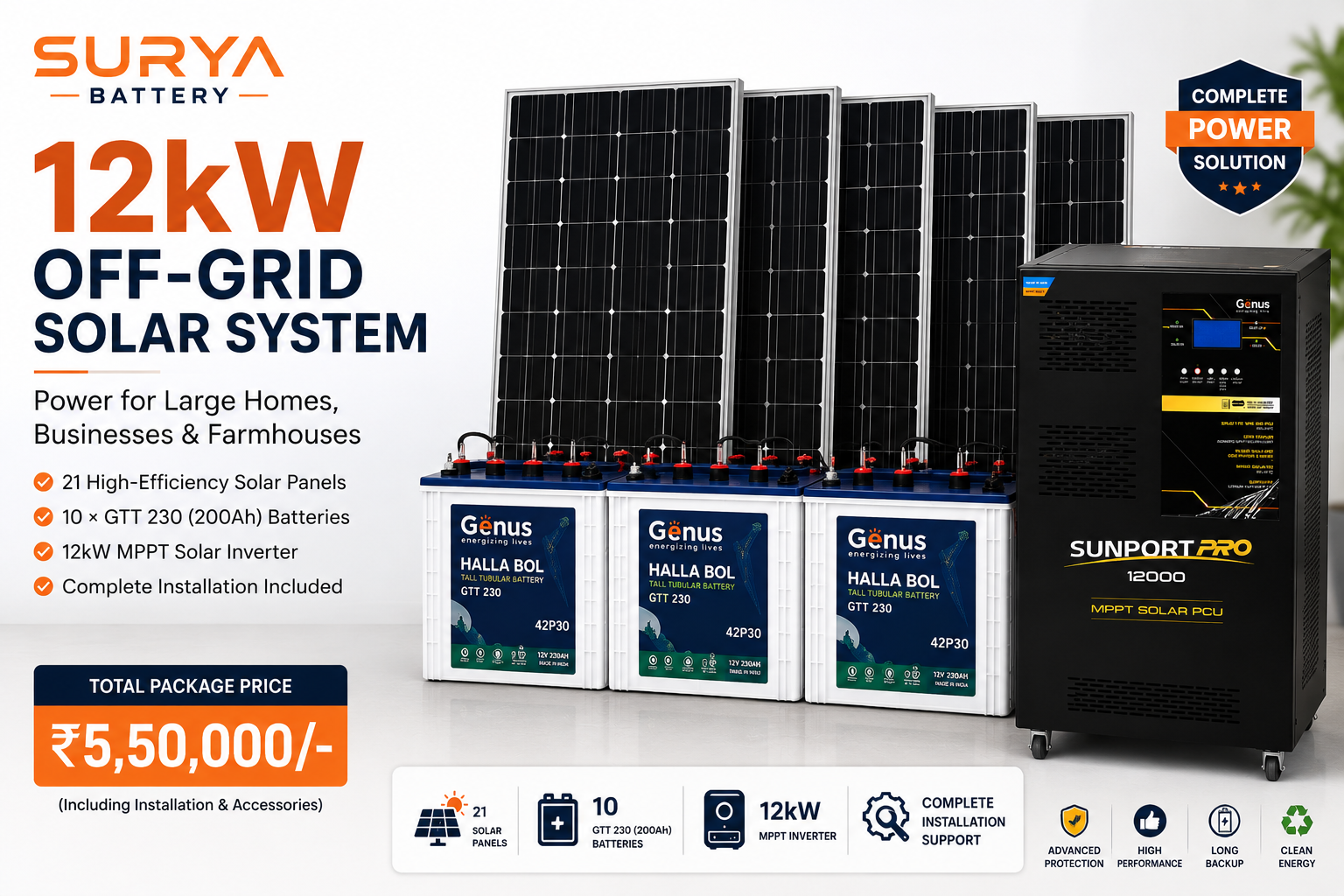 12kW Off-Grid Solar Power System | Complete Backup Solution